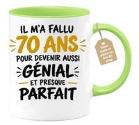 Café-Croissant - Mug 70 Ans Pour Devenir Aussi Génial Et Presque Parfait - | Idée cadeau original pour fêter 70 ans de vie incroyable