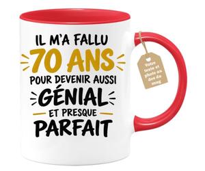Café-Croissant - Mug 70 Ans Pour Devenir Aussi Génial Et Presque Parfait - | Idée cadeau original pour fêter 70 ans de vie incroyable