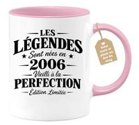 Café-Croissant - Mug Année Naissance 2006 Édition Limitée - Rose/Céramique | Mug anniversaire 2006, édition limitée pour les légendes nées cette année.