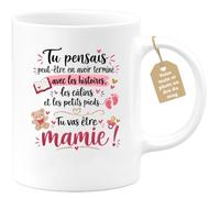 Café-Croissant - Mug Annonce Grossesse Future Grand-mère - Blanc/céramique | Ajoutez votre texte et photo, Tasse personnalisable future mamie 2026-2027, Cadeau personnalisé original, Tu vas etre mamie