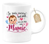 Café-Croissant - Mug Annonce Grossesse Future Grand-mère - Blanc/céramique | Ajoutez votre texte et photo, Tasse personnalisable je suis encore tout petit mais j'ai une mamie, Cadeau original