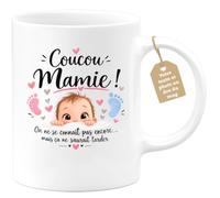 Café-Croissant - Mug Annonce Grossesse Future Grand-mère - Blanc/céramique | Ajoutez votre texte et photo, Tasse personnalisable coucou mamie, Cadeau original