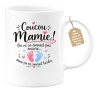 Café-Croissant - Mug Annonce Grossesse Future Grand-mère - Blanc/céramique | Ajoutez votre texte et photo, Tasse personnalisable coucou mamie, Cadeau original