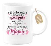 Café-Croissant - Mug Annonce Grossesse Future Grand-mère - Blanc/céramique | Ajoutez votre texte et photo, Tasse personnalisable future mamie 2026-2027, Cadeau personnalisé original, Tu vas etre mamie