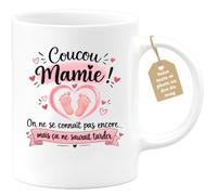 Café-Croissant - Mug Annonce Grossesse Future Grand-mère - Blanc/céramique | Ajoutez votre texte et photo, Tasse personnalisable coucou mamie, Cadeau original