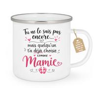 Café-Croissant - Mug Annonce Grossesse Future Grand-mère - Blanc/emaille | Ajoutez votre texte et photo, Tasse personnalisable je t'ai choisi comme mamie, Cadeau original