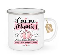 Café-Croissant - Mug Annonce Grossesse Future Grand-mère - Blanc/emaille | Ajoutez votre texte et photo, Tasse personnalisable coucou mamie, Cadeau original