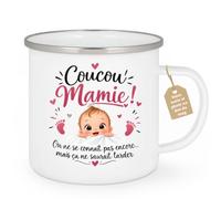 Café-Croissant - Mug Annonce Grossesse Future Grand-mère - Blanc/emaille | Ajoutez votre texte et photo, Tasse personnalisable coucou mamie, Cadeau original