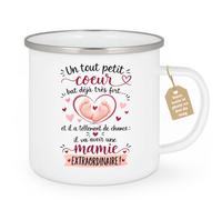 Café-Croissant - Mug Annonce Grossesse Future Grand-mère - Blanc/emaille | Ajoutez votre texte et photo, Tasse personnalisable mamie tout petit coeur, Cadeau original