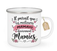 Café-Croissant - Mug Annonce Grossesse Future Grand-mère - Blanc/emaille | Ajoutez votre texte et photo, Tasse personnalisable les meilleures mamans deviennent mamies, Cadeau original