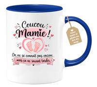 Café-Croissant - Mug Annonce Grossesse Future Grand-mère - Bleu/céramique | Ajoutez votre texte et photo, Tasse personnalisable coucou mamie, Cadeau original