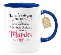 Café-Croissant - Mug Annonce Grossesse Future Grand-mère - Bleu/céramique | Ajoutez votre texte et photo, Tasse personnalisable je t'ai choisi comme mamie, Cadeau original