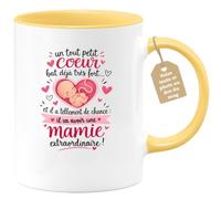 Café-Croissant - Mug Annonce Grossesse Future Grand-mère - Jaune/céramique | Ajoutez votre texte et photo, Tasse personnalisable mamie tout petit coeur, Cadeau original