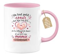 Café-Croissant - Mug Annonce Grossesse Future Grand-mère - Rose/céramique | Ajoutez votre texte et photo, Tasse personnalisable mamie tout petit coeur, Cadeau original