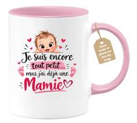 Café-Croissant - Mug Annonce Grossesse Future Grand-mère - Rose/céramique | Ajoutez votre texte et photo, Tasse personnalisable je suis encore tout petit mais j'ai une mamie, Cadeau original