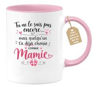 Café-Croissant - Mug Annonce Grossesse Future Grand-mère - Rose/céramique | Ajoutez votre texte et photo, Tasse personnalisable je t'ai choisi comme mamie, Cadeau original