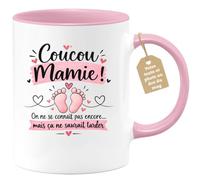 Café-Croissant - Mug Annonce Grossesse Future Grand-mère - Rose/céramique | Ajoutez votre texte et photo, Tasse personnalisable coucou mamie, Cadeau original