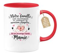 Café-Croissant - Mug Annonce Grossesse Future Grand-mère - Rouge/céramique | Ajoutez votre texte et photo, Tasse personnalisable future mamie 2026-2027, Cadeau personnalisé original, Tu vas etre mamie