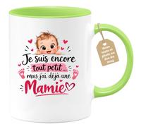 Café-Croissant - Mug Annonce Grossesse Future Grand-mère - Vert/céramique | Ajoutez votre texte et photo, Tasse personnalisable je suis encore tout petit mais j'ai une mamie, Cadeau original