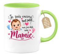 Café-Croissant - Mug Annonce Grossesse Future Grand-mère - Vert/céramique | Ajoutez votre texte et photo, Tasse personnalisable je suis encore tout petit mais j'ai une mamie, Cadeau original