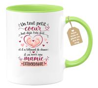 Café-Croissant - Mug Annonce Grossesse Future Grand-mère - Vert/céramique | Ajoutez votre texte et photo, Tasse personnalisable mamie tout petit coeur, Cadeau original