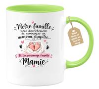 Café-Croissant - Mug Annonce Grossesse Future Grand-mère - Vert/céramique | Ajoutez votre texte et photo, Tasse personnalisable future mamie 2026-2027, Cadeau personnalisé original, Tu vas etre mamie