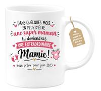 Café-Croissant - Mug Annonce Grossesse Mamie Super Maman Extraordinaire - B | Annonce spéciale pour une future grand-mère exceptionnelle