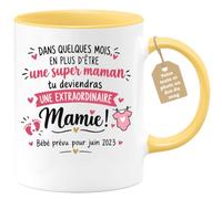 Café-Croissant - Mug Annonce Grossesse Mamie Super Maman Extraordinaire - J | Annonce spéciale pour une future grand-mère exceptionnelle
