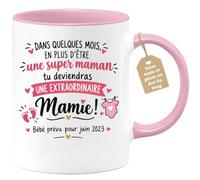 Café-Croissant - Mug Annonce Grossesse Mamie Super Maman Extraordinaire - R | Annonce spéciale pour une future grand-mère exceptionnelle