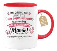 Café-Croissant - Mug Annonce Grossesse Mamie Super Maman Extraordinaire - R | Annonce spéciale pour une future grand-mère exceptionnelle