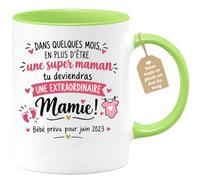 Café-Croissant - Mug Annonce Grossesse Mamie Super Maman Extraordinaire - V | Annonce spéciale pour une future grand-mère exceptionnelle
