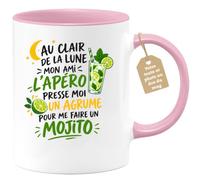 Café-Croissant - Mug Au Clair De La Lune Mon Ami L'apéro - Rose/Céramique | Mug originale pour les amateurs d'apéro et de mojito