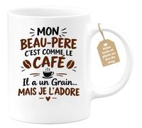 Café-Croissant - Mug Beau Père Humour Mon Beau Père C'est Comme Le Café - B | Mug humoristique sur le beau-père avec texte amusant