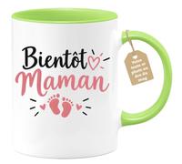 Café-Croissant - Mug Bientôt Maman, Cadeau Grossesse - Vert/Céramique | Mug original pour future maman, cadeau grossesse spécial