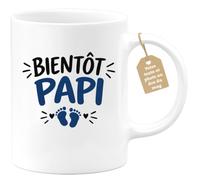 Café-Croissant - Mug Bientôt Papi Cadeau Grossesse Humour - Blanc/Céramique | Idéal pour Annoncer une Grossesse et Faire Sourire