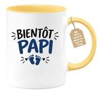 Café-Croissant - Mug Bientôt Papi Cadeau Grossesse Humour - Jaune/Céramique | Idéal pour Annoncer une Grossesse et Faire Sourire