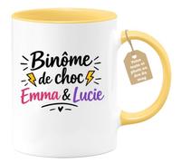 Café-Croissant - Mug Binôme De Choc Emma & Lucie - Jaune/Céramique | Mug parfait pour célébrer l'amitié d'Emma & Lucie
