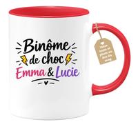Café-Croissant - Mug Binôme De Choc Emma & Lucie - Rouge/Céramique | Mug parfait pour célébrer l'amitié d'Emma & Lucie