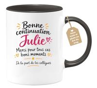 Café-Croissant - Mug Bonne Continuation Julie, Merci Pour Ces Bons Moments | Idéal cadeau de remerciement pour collègue partant