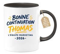 Café-Croissant - Mug Bonne Continuation Thomas Marketing 2026 - Noir/Cérami | Mug pour Thomas avec message de soutien de l'équipe