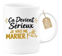 Café-Croissant - Mug Ça Devient Sérieux Je Vais Me Marier - Blanc/Céramique | Mug pour annoncer ses fiançailles de manière humoristique