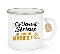 Café-Croissant - Mug Ça Devient Sérieux Je Vais Me Marier - Blanc/Emaille | Mug pour annoncer ses fiançailles de manière humoristique