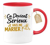 Café-Croissant - Mug Ça Devient Sérieux Je Vais Me Marier - Rouge/Céramique | Mug pour annoncer ses fiançailles de manière humoristique