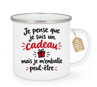 Café-Croissant - Mug Cadeau Humour Je Pense Que Je Suis Un Cadeau - Blanc/E | Mug en céramique avec phrase humoristique sur les cadeaux
