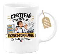 Café-Croissant - Mug Certifié Meilleur Expert Comptable - Blanc/Céramique | Mug humoristique pour expert-comptable en France