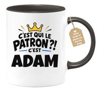 Café-Croissant - Mug C'est Qui Le Patron ?! C'est Adam - Noir/Céramique | Mug humoristique avec la question incontournable : C'est qui le patron ?! C'est Adam