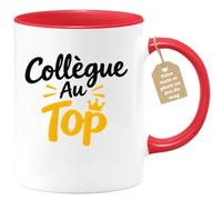 Café-Croissant - Mug Collègue Au Top Cadeau Original - Rouge/Céramique | Mug parfait pour remercier votre collègue exceptionnel