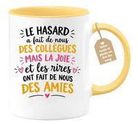 Café-Croissant - Mug Collègues Bonheur Et Amitié - Jaune/Céramique
