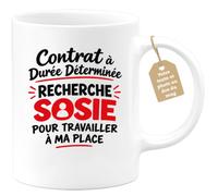 Café-Croissant - Mug Contrat À Durée Déterminée Sosie Remplaçant - Blanc/Cé | Mug humoristique pour tous ceux qui rêvent de déléguer