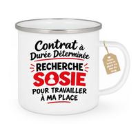 Café-Croissant - Mug Contrat À Durée Déterminée Sosie Remplaçant - Blanc/Em | Mug humoristique pour tous ceux qui rêvent de déléguer